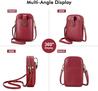 Small Crossbody Bags for Women, Leather RFID Cell Phone Purse, Trendy Travel Crossbody Purses with Zipper