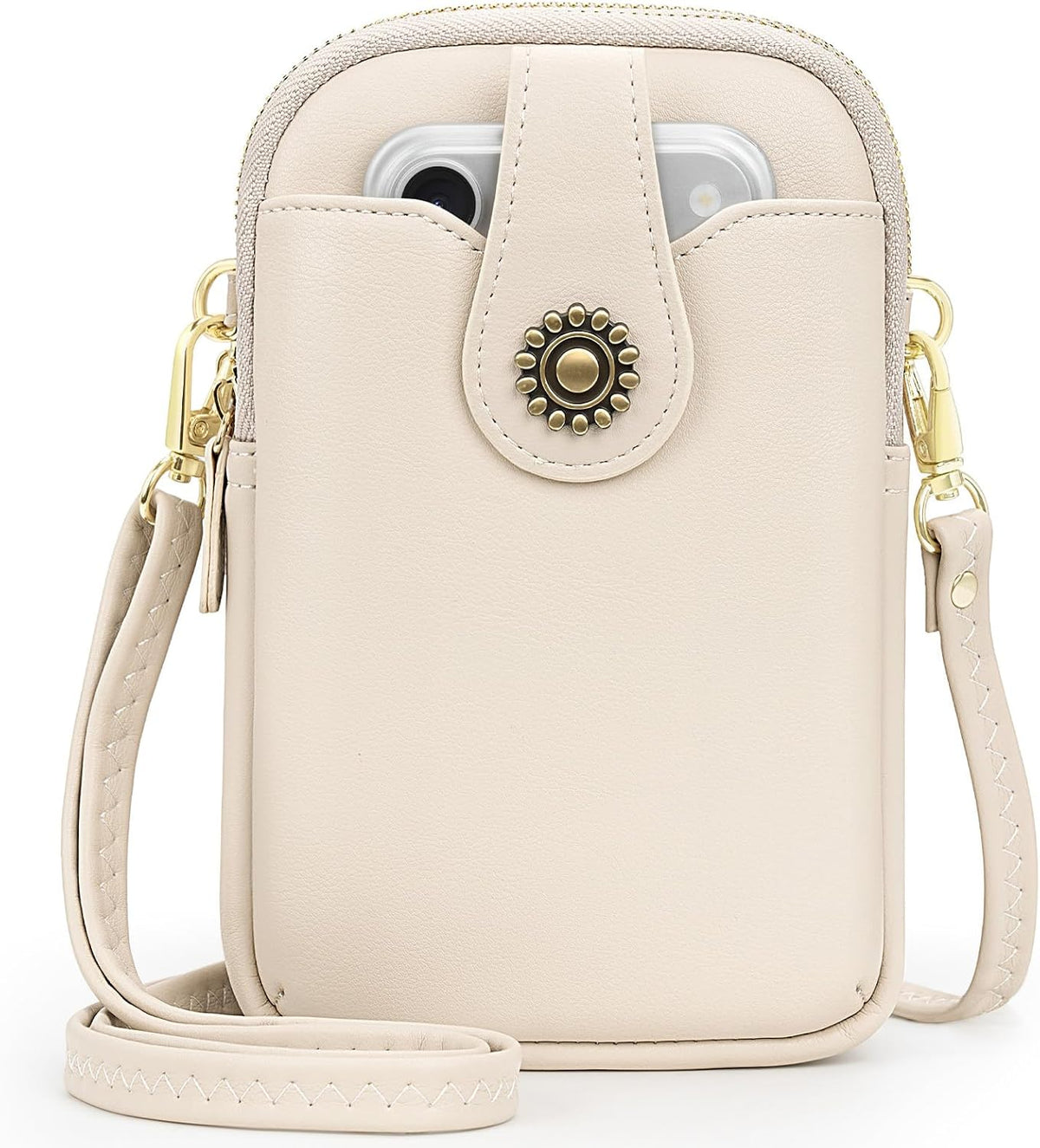 Small Crossbody Bags for Women, Leather RFID Cell Phone Purse, Trendy Travel Crossbody Purses with Zipper