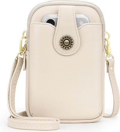 Small Crossbody Bags for Women, Leather RFID Cell Phone Purse, Trendy Travel Crossbody Purses with Zipper