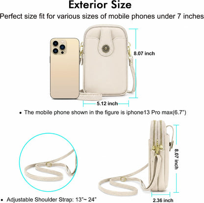 Small Crossbody Bags for Women, Leather RFID Cell Phone Purse, Trendy Travel Crossbody Purses with Zipper