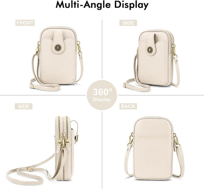 Small Crossbody Bags for Women, Leather RFID Cell Phone Purse, Trendy Travel Crossbody Purses with Zipper