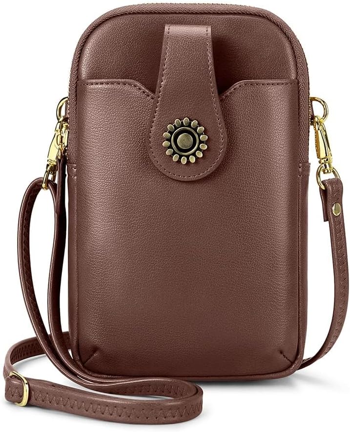 Small Crossbody Bags for Women, Leather RFID Cell Phone Purse, Trendy Travel Crossbody Purses with Zipper