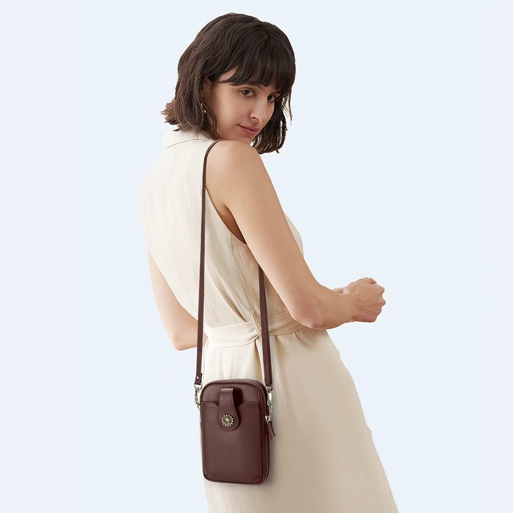 Small Crossbody Bags for Women, Leather RFID Cell Phone Purse, Trendy Travel Crossbody Purses with Zipper