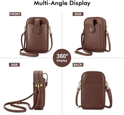 Small Crossbody Bags for Women, Leather RFID Cell Phone Purse, Trendy Travel Crossbody Purses with Zipper