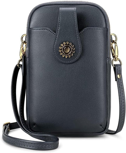 Small Crossbody Bags for Women, Leather RFID Cell Phone Purse, Trendy Travel Crossbody Purses with Zipper