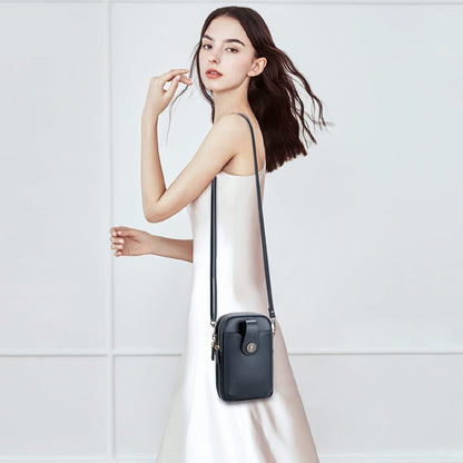 Small Crossbody Bags for Women, Leather RFID Cell Phone Purse, Trendy Travel Crossbody Purses with Zipper