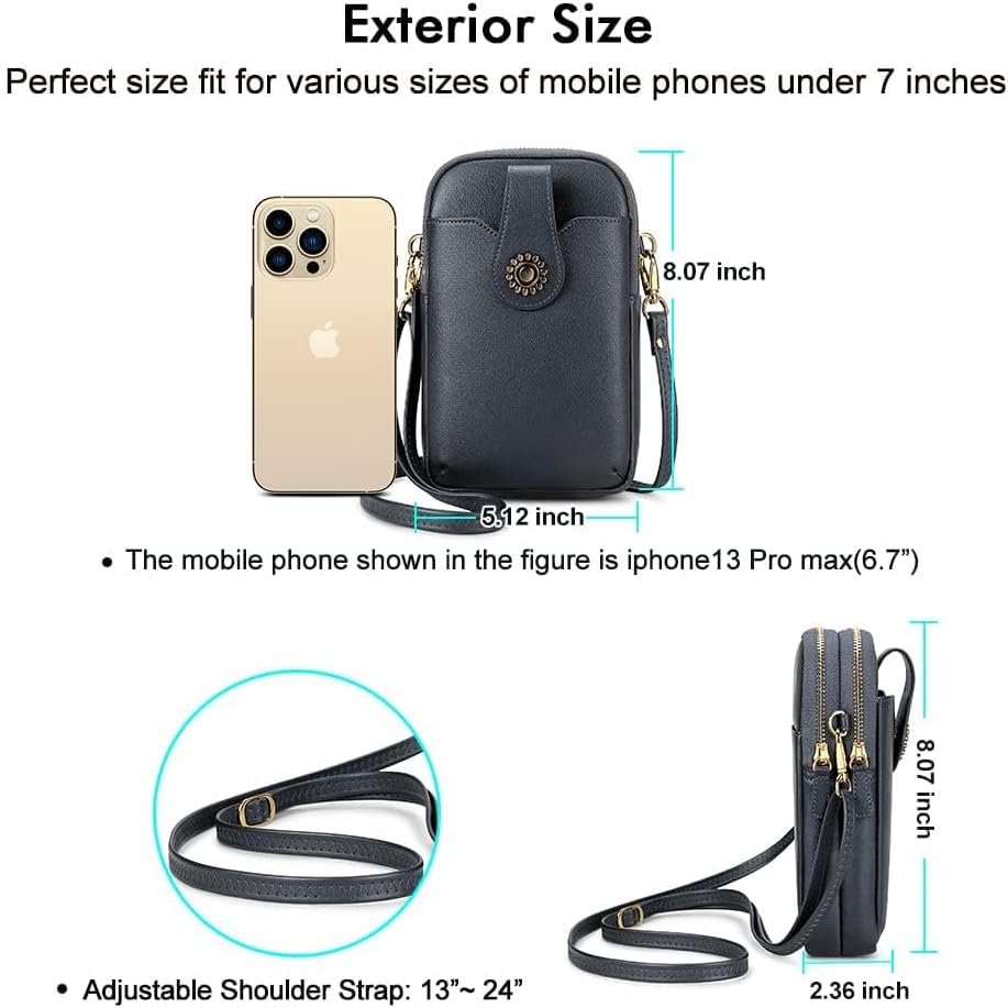 Small Crossbody Bags for Women, Leather RFID Cell Phone Purse, Trendy Travel Crossbody Purses with Zipper
