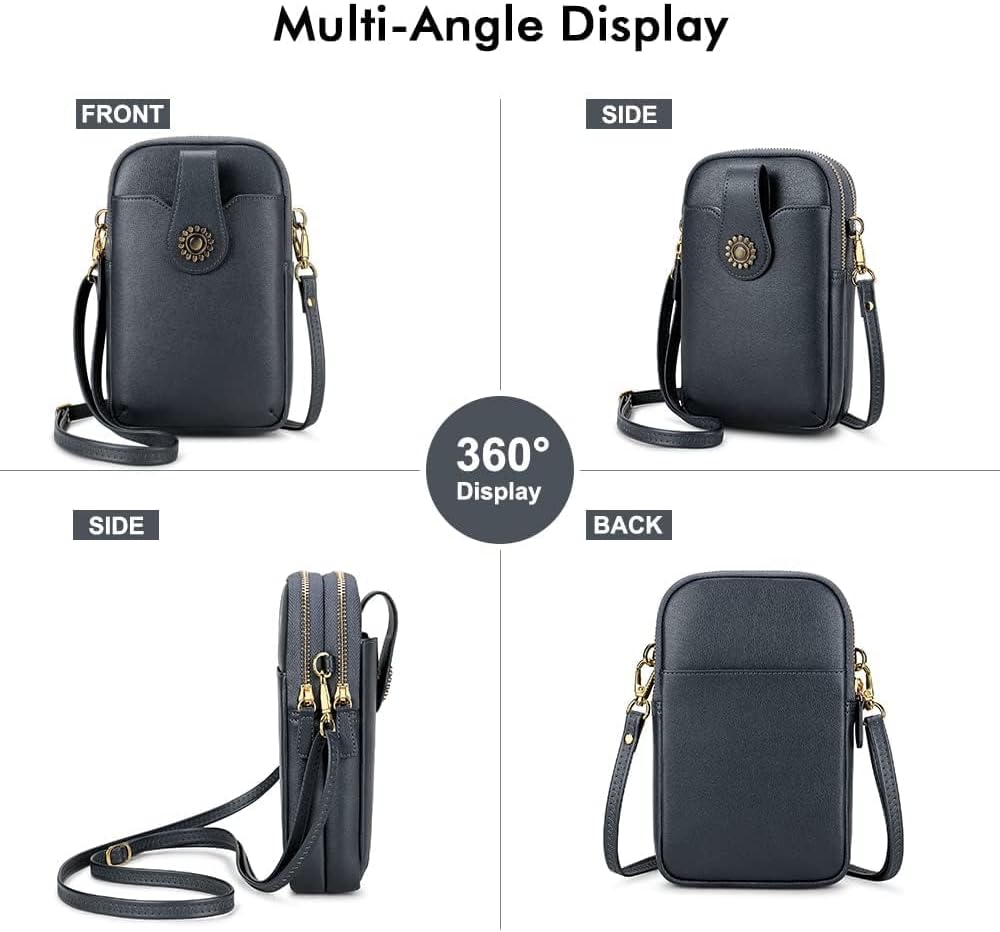 Small Crossbody Bags for Women, Leather RFID Cell Phone Purse, Trendy Travel Crossbody Purses with Zipper