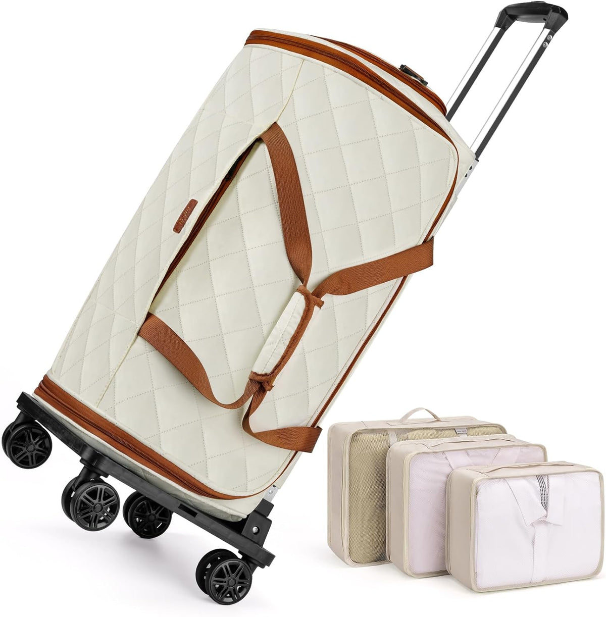Rolling Garment Bags for Travel - Carry on Convertible Garment Duffle Bags with Wheels for Men Women, 4 in 1 Large Travel Duffel Bags with Shoes Compartment Hanging Suit Dress Weekender Bag 4pcs Set