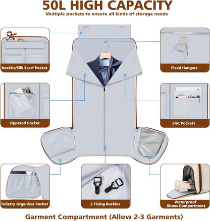 Rolling Garment Bags for Travel - Carry on Convertible Garment Duffle Bags with Wheels for Men Women, 4 in 1 Large Travel Duffel Bags with Shoes Compartment Hanging Suit Dress Weekender Bag 4pcs Set