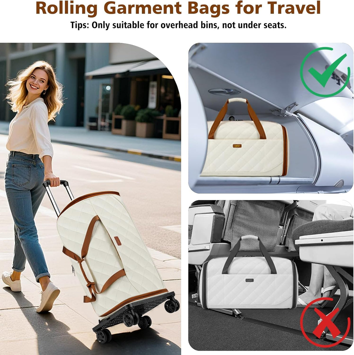 Rolling Garment Bags for Travel - Carry on Convertible Garment Duffle Bags with Wheels for Men Women, 4 in 1 Large Travel Duffel Bags with Shoes Compartment Hanging Suit Dress Weekender Bag 4pcs Set