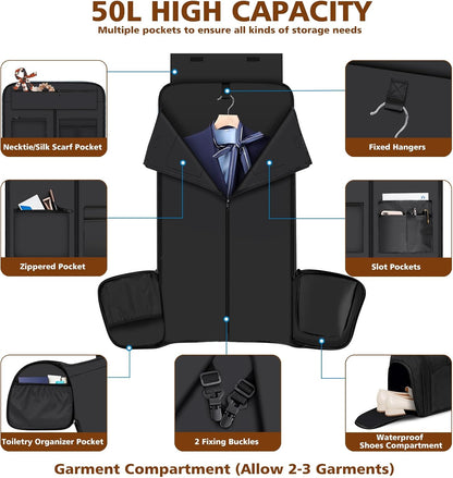 Rolling Garment Bags for Travel - Carry on Convertible Garment Duffle Bags with Wheels for Men Women, 4 in 1 Large Travel Duffel Bags with Shoes Compartment Hanging Suit Dress Weekender Bag 4pcs Set