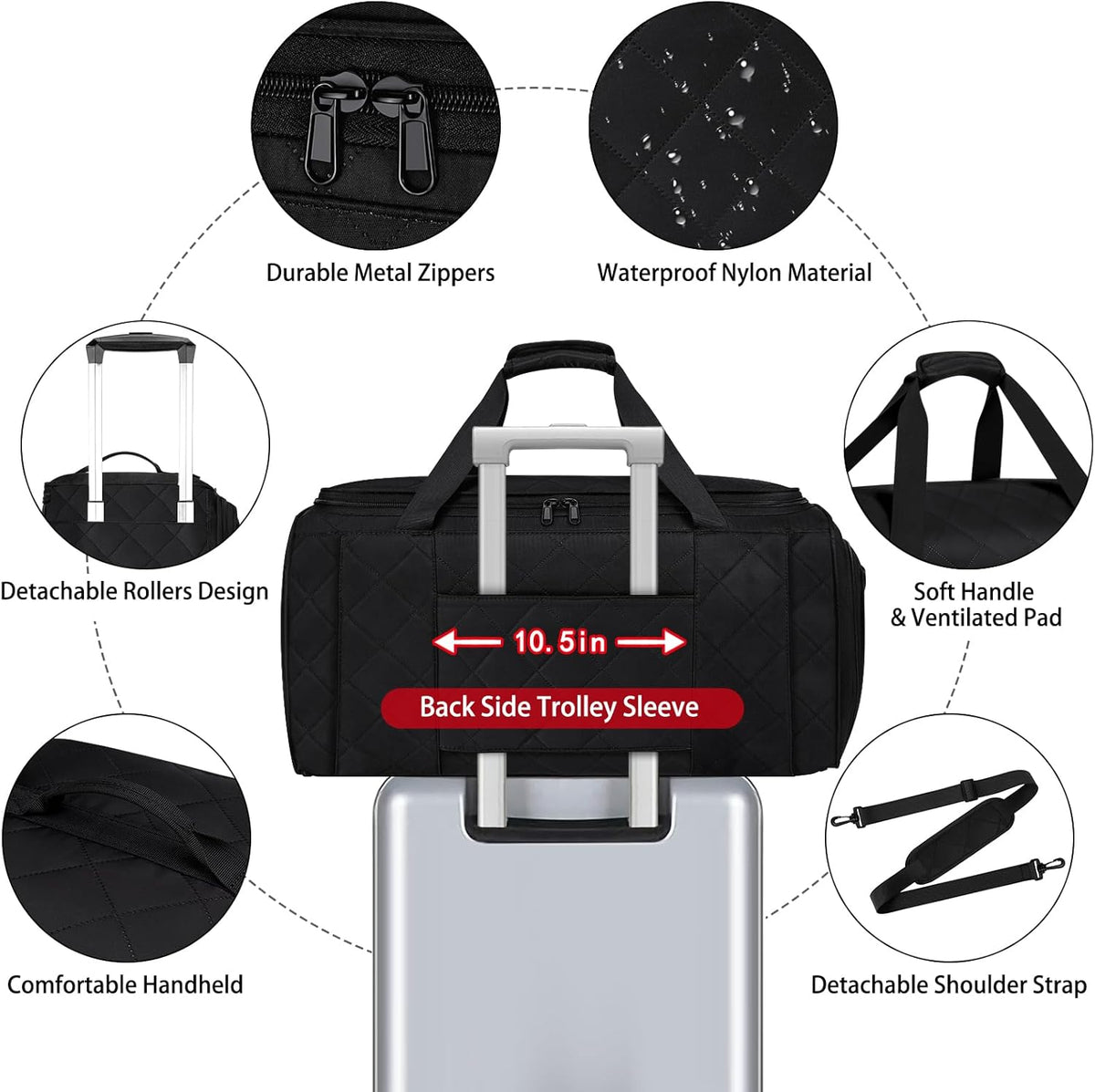 Rolling Garment Bags for Travel - Carry on Convertible Garment Duffle Bags with Wheels for Men Women, 4 in 1 Large Travel Duffel Bags with Shoes Compartment Hanging Suit Dress Weekender Bag 4pcs Set