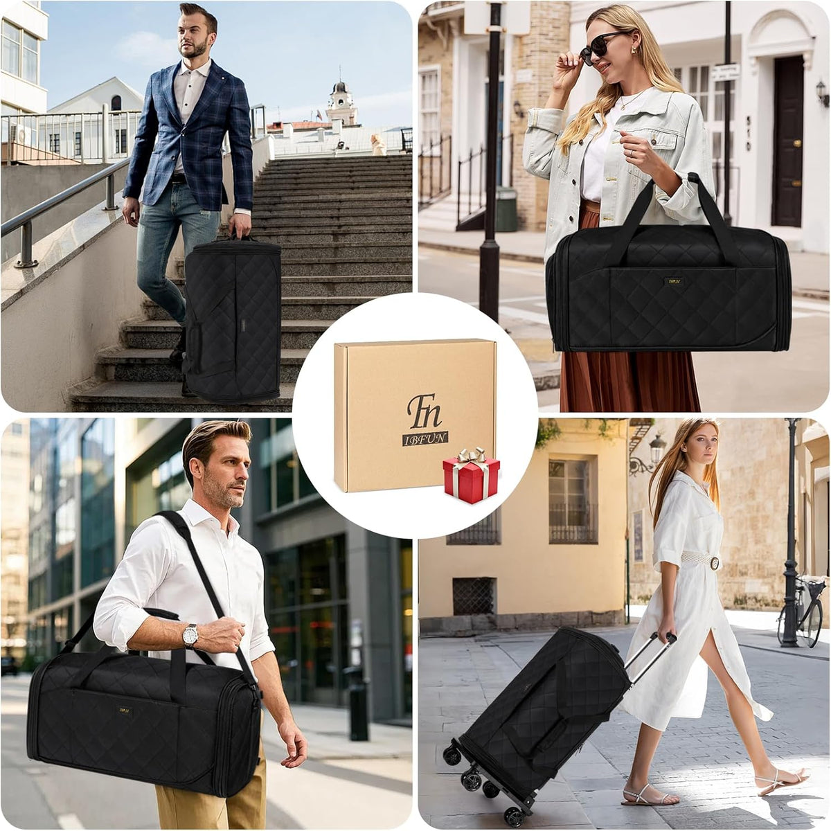 Rolling Garment Bags for Travel - Carry on Convertible Garment Duffle Bags with Wheels for Men Women, 4 in 1 Large Travel Duffel Bags with Shoes Compartment Hanging Suit Dress Weekender Bag 4pcs Set