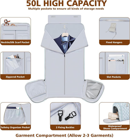 Rolling Garment Bags for Travel - Carry on Convertible Garment Duffle Bags with Wheels for Men Women, 4 in 1 Large Travel Duffel Bags with Shoes Compartment Hanging Suit Dress Weekender Bag 4pcs Set