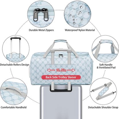 Rolling Garment Bags for Travel - Carry on Convertible Garment Duffle Bags with Wheels for Men Women, 4 in 1 Large Travel Duffel Bags with Shoes Compartment Hanging Suit Dress Weekender Bag 4pcs Set