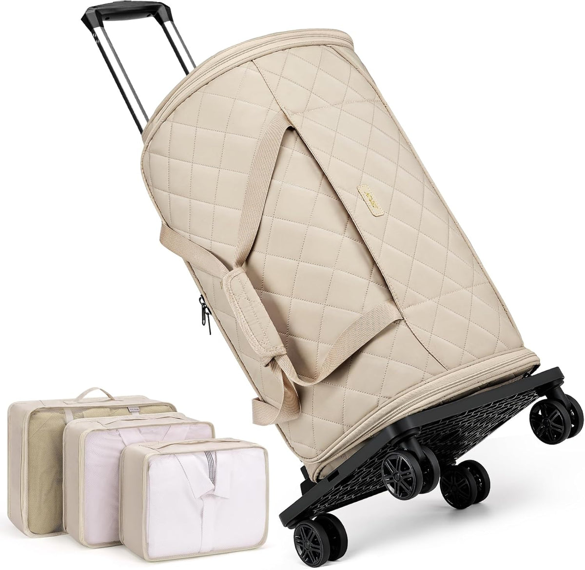 Rolling Garment Bags for Travel - Carry on Convertible Garment Duffle Bags with Wheels for Men Women, 4 in 1 Large Travel Duffel Bags with Shoes Compartment Hanging Suit Dress Weekender Bag 4pcs Set