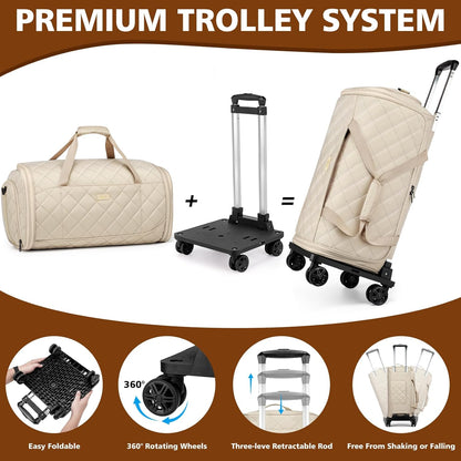 Rolling Garment Bags for Travel - Carry on Convertible Garment Duffle Bags with Wheels for Men Women, 4 in 1 Large Travel Duffel Bags with Shoes Compartment Hanging Suit Dress Weekender Bag 4pcs Set