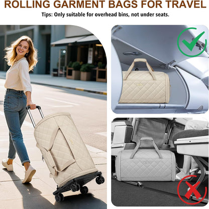 Rolling Garment Bags for Travel - Carry on Convertible Garment Duffle Bags with Wheels for Men Women, 4 in 1 Large Travel Duffel Bags with Shoes Compartment Hanging Suit Dress Weekender Bag 4pcs Set