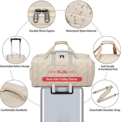 Rolling Garment Bags for Travel - Carry on Convertible Garment Duffle Bags with Wheels for Men Women, 4 in 1 Large Travel Duffel Bags with Shoes Compartment Hanging Suit Dress Weekender Bag 4pcs Set