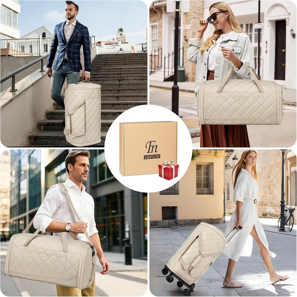 Rolling Garment Bags for Travel - Carry on Convertible Garment Duffle Bags with Wheels for Men Women, 4 in 1 Large Travel Duffel Bags with Shoes Compartment Hanging Suit Dress Weekender Bag 4pcs Set