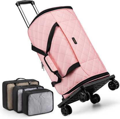 Rolling Garment Bags for Travel - Carry on Convertible Garment Duffle Bags with Wheels for Men Women, 4 in 1 Large Travel Duffel Bags with Shoes Compartment Hanging Suit Dress Weekender Bag 4pcs Set