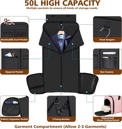 Rolling Garment Bags for Travel - Carry on Convertible Garment Duffle Bags with Wheels for Men Women, 4 in 1 Large Travel Duffel Bags with Shoes Compartment Hanging Suit Dress Weekender Bag 4pcs Set