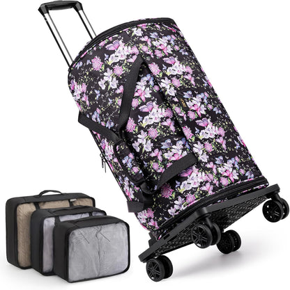 Rolling Garment Bags for Travel - Carry on Convertible Garment Duffle Bags with Wheels for Men Women, 4 in 1 Large Travel Duffel Bags with Shoes Compartment Hanging Suit Dress Weekender Bag 4pcs Set