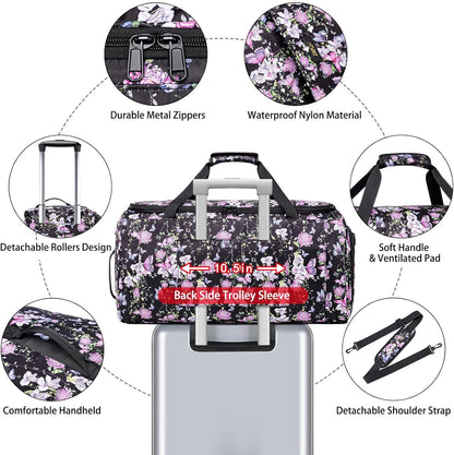 Rolling Garment Bags for Travel - Carry on Convertible Garment Duffle Bags with Wheels for Men Women, 4 in 1 Large Travel Duffel Bags with Shoes Compartment Hanging Suit Dress Weekender Bag 4pcs Set