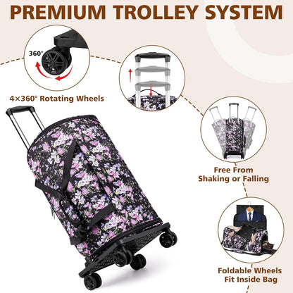 Rolling Garment Bags for Travel - Carry on Convertible Garment Duffle Bags with Wheels for Men Women, 4 in 1 Large Travel Duffel Bags with Shoes Compartment Hanging Suit Dress Weekender Bag 4pcs Set