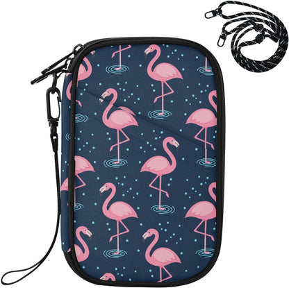 Flamingos Family Passport Holder for Travel | Document Organizer with Detachable Strap Holds 5 Passports for Men Women, Portable Wallet for Card Cash Tickets