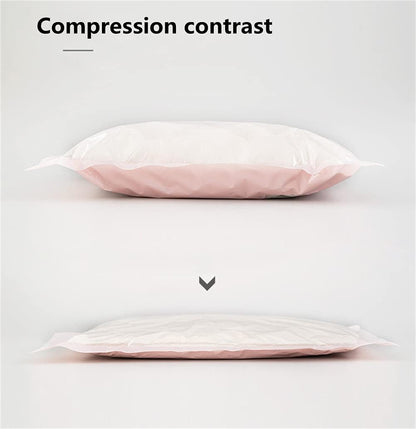 Travel Compression Bags 4 Pcs Roll-Up Storage Space Saver Bag No Vacuum or Pump Needed Hand Roll Seal Vacuum Bags for Travel/Home Storage (Pink-S)