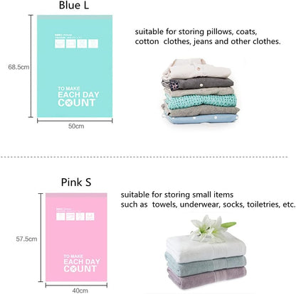 Travel Compression Bags 4 Pcs Roll-Up Storage Space Saver Bag No Vacuum or Pump Needed Hand Roll Seal Vacuum Bags for Travel/Home Storage (Pink-S)