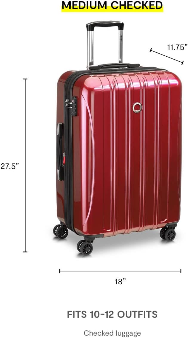 DELSEY PARIS Helium Aero Hardside Expandable Luggage with Spinner Wheels, Brick Red, Carry-On Plus 21 Inch