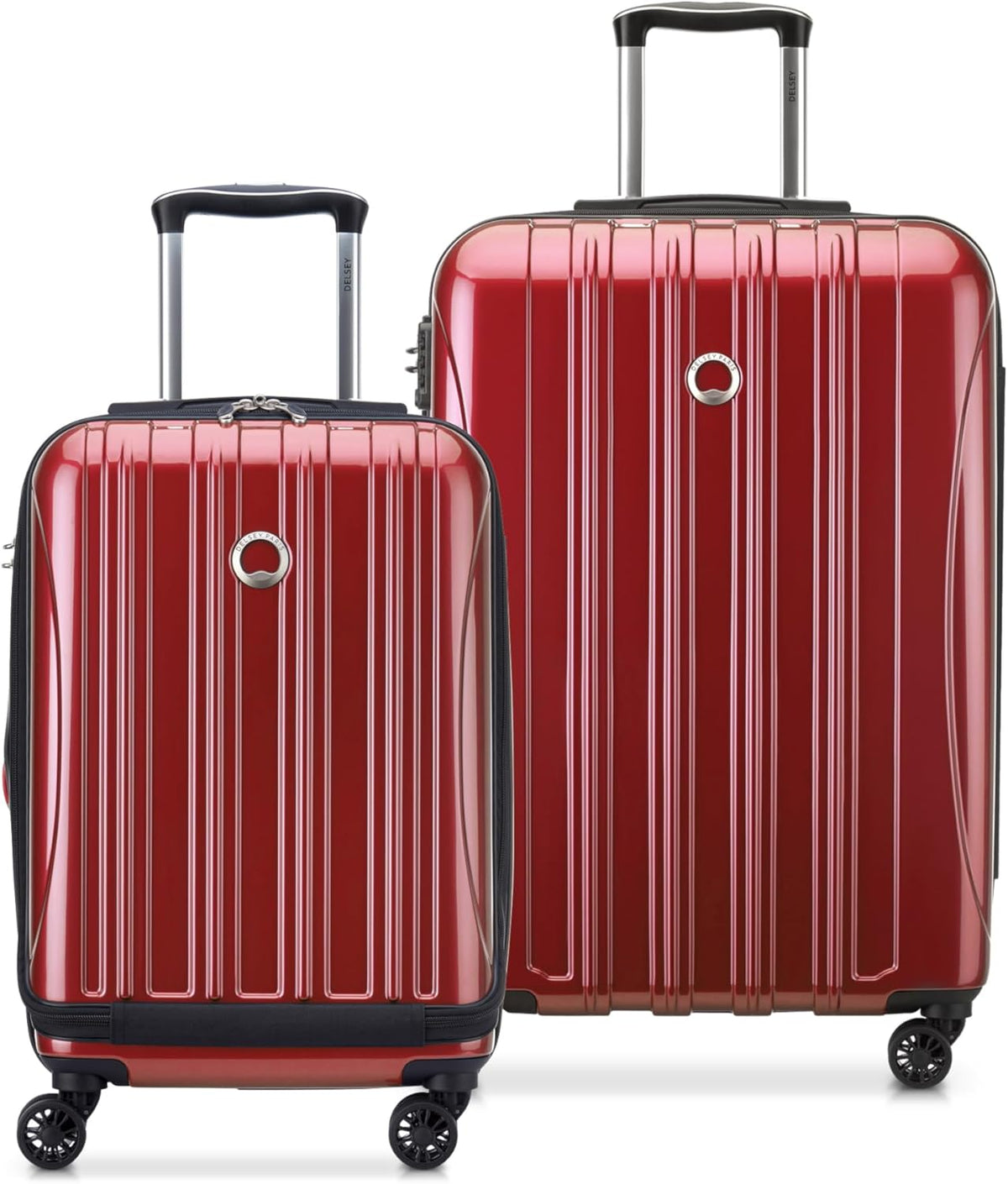 DELSEY PARIS Helium Aero Hardside Expandable Luggage with Spinner Wheels, Brick Red, Carry-On Plus 21 Inch