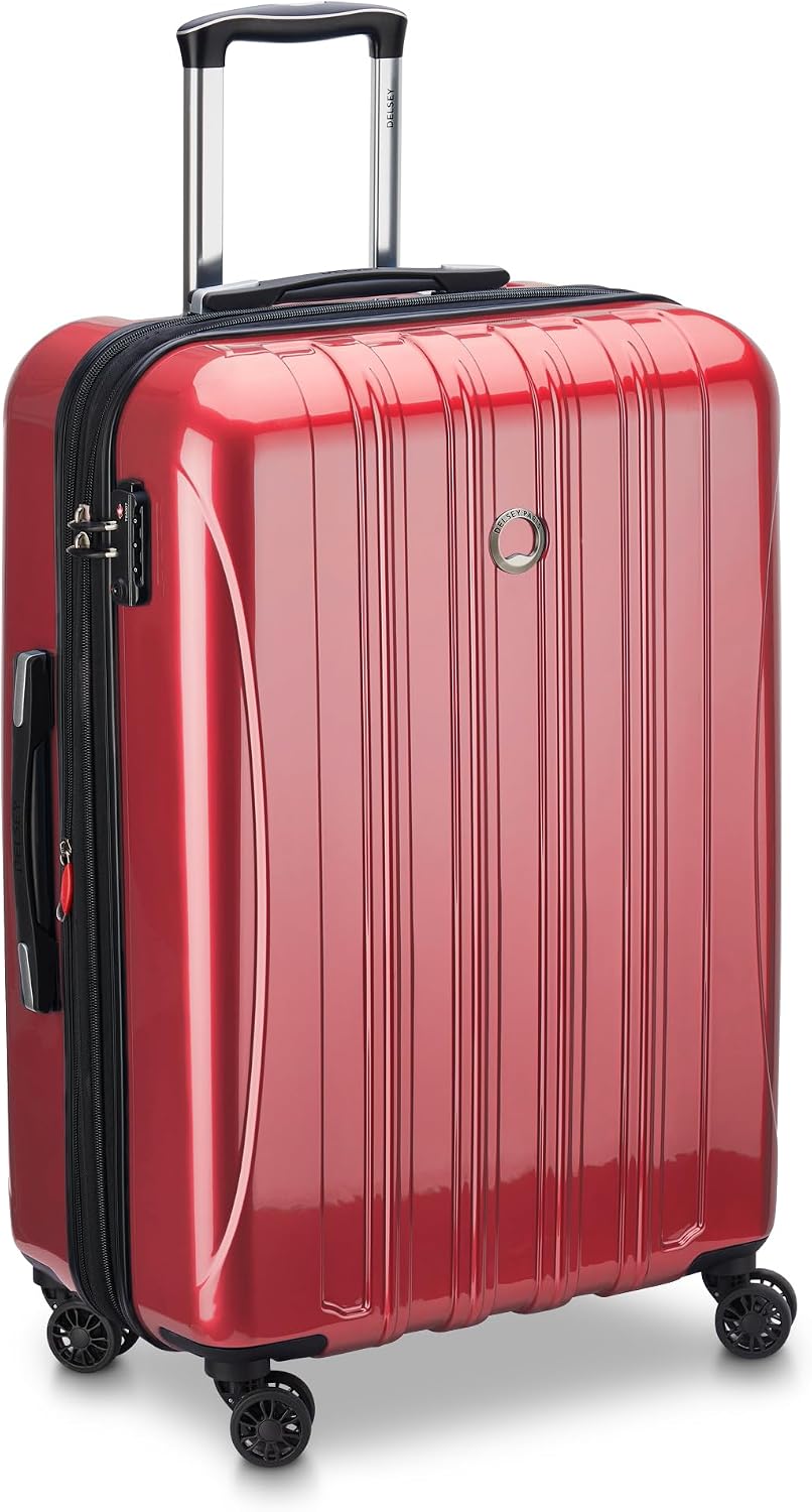 DELSEY PARIS Helium Aero Hardside Expandable Luggage with Spinner Wheels, Brick Red, Carry-On Plus 21 Inch