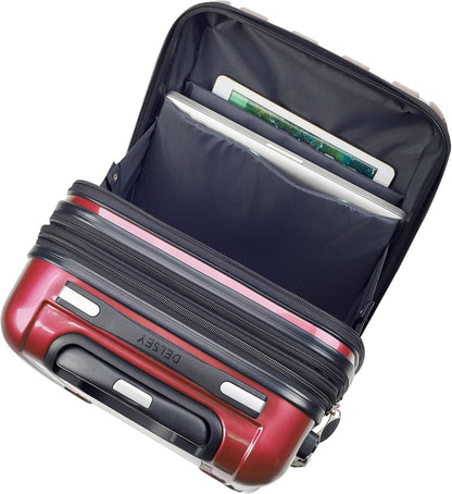 DELSEY PARIS Helium Aero Hardside Expandable Luggage with Spinner Wheels, Brick Red, Carry-On Plus 21 Inch
