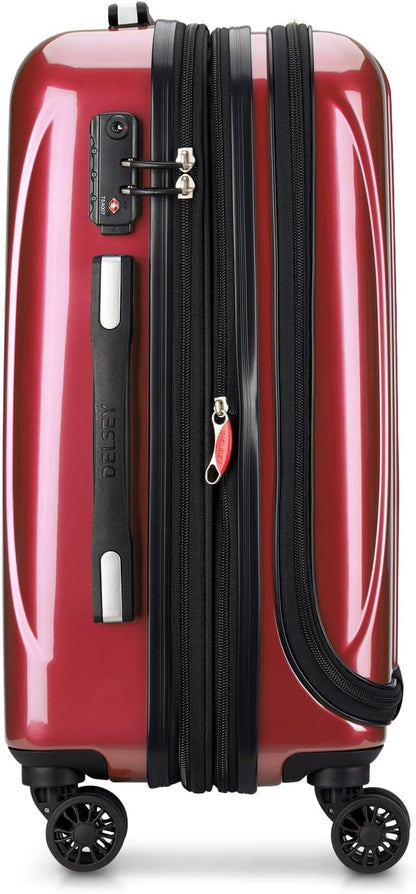 DELSEY PARIS Helium Aero Hardside Expandable Luggage with Spinner Wheels, Brick Red, Carry-On Plus 21 Inch