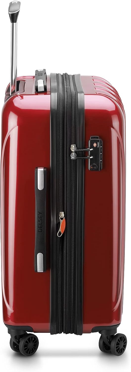 DELSEY PARIS Helium Aero Hardside Expandable Luggage with Spinner Wheels, Brick Red, Carry-On Plus 21 Inch