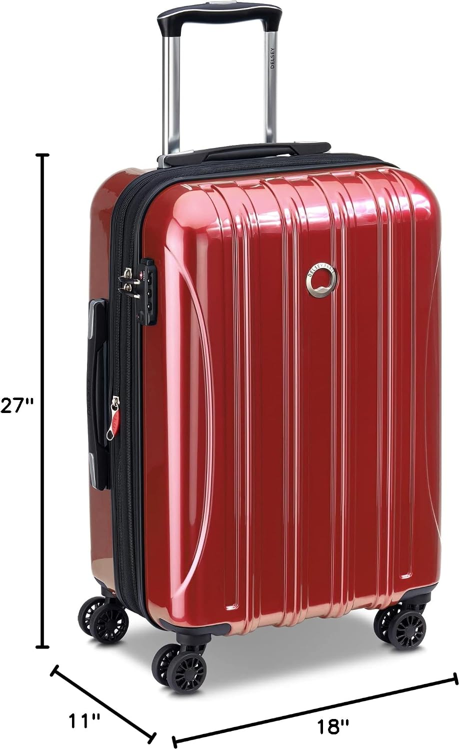 DELSEY PARIS Helium Aero Hardside Expandable Luggage with Spinner Wheels, Brick Red, Carry-On Plus 21 Inch