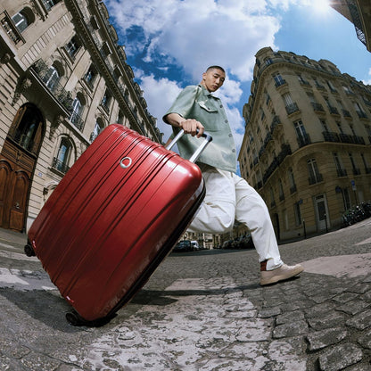 DELSEY PARIS Helium Aero Hardside Expandable Luggage with Spinner Wheels, Brick Red, Carry-On Plus 21 Inch