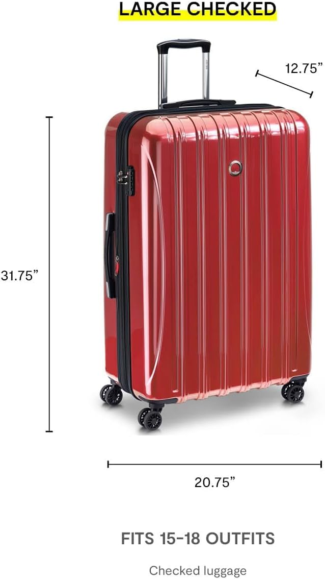 DELSEY PARIS Helium Aero Hardside Expandable Luggage with Spinner Wheels, Brick Red, Carry-On Plus 21 Inch