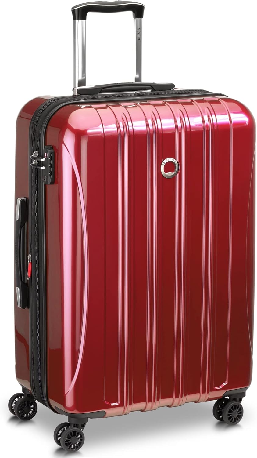 DELSEY PARIS Helium Aero Hardside Expandable Luggage with Spinner Wheels, Brick Red, Carry-On Plus 21 Inch