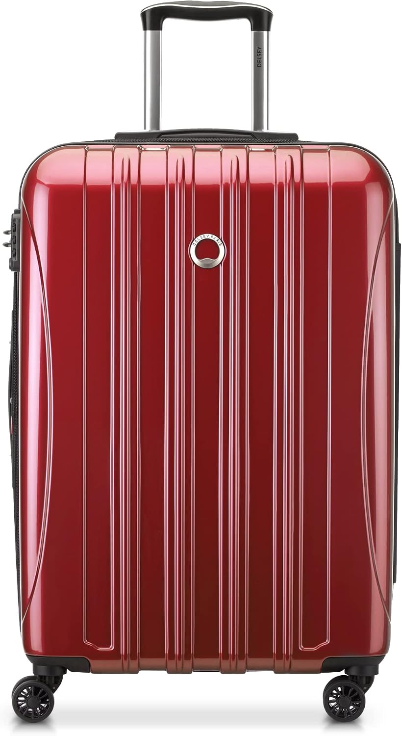 DELSEY PARIS Helium Aero Hardside Expandable Luggage with Spinner Wheels, Brick Red, Carry-On Plus 21 Inch