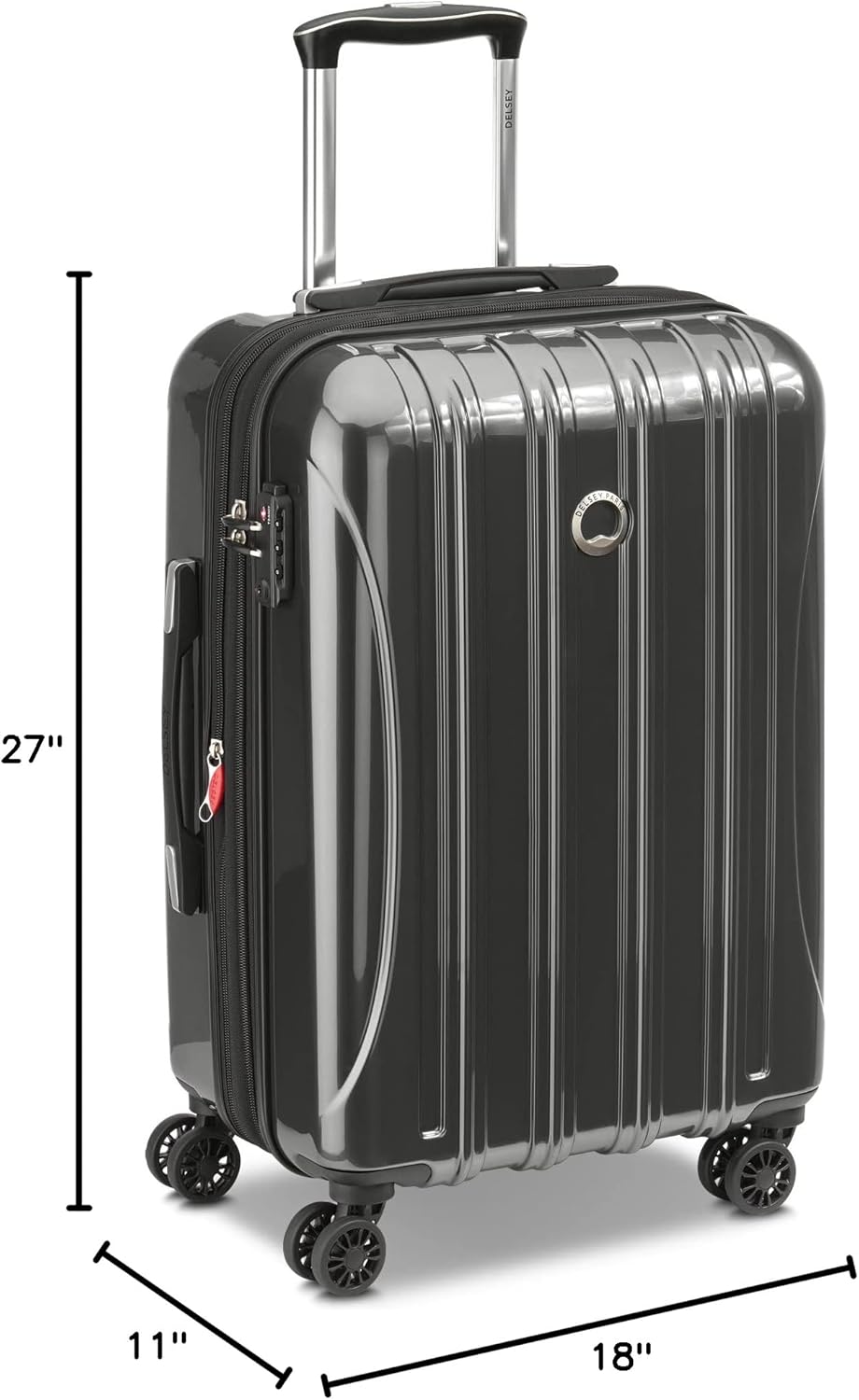 DELSEY PARIS Helium Aero Hardside Expandable Luggage with Spinner Wheels, Brick Red, Carry-On Plus 21 Inch