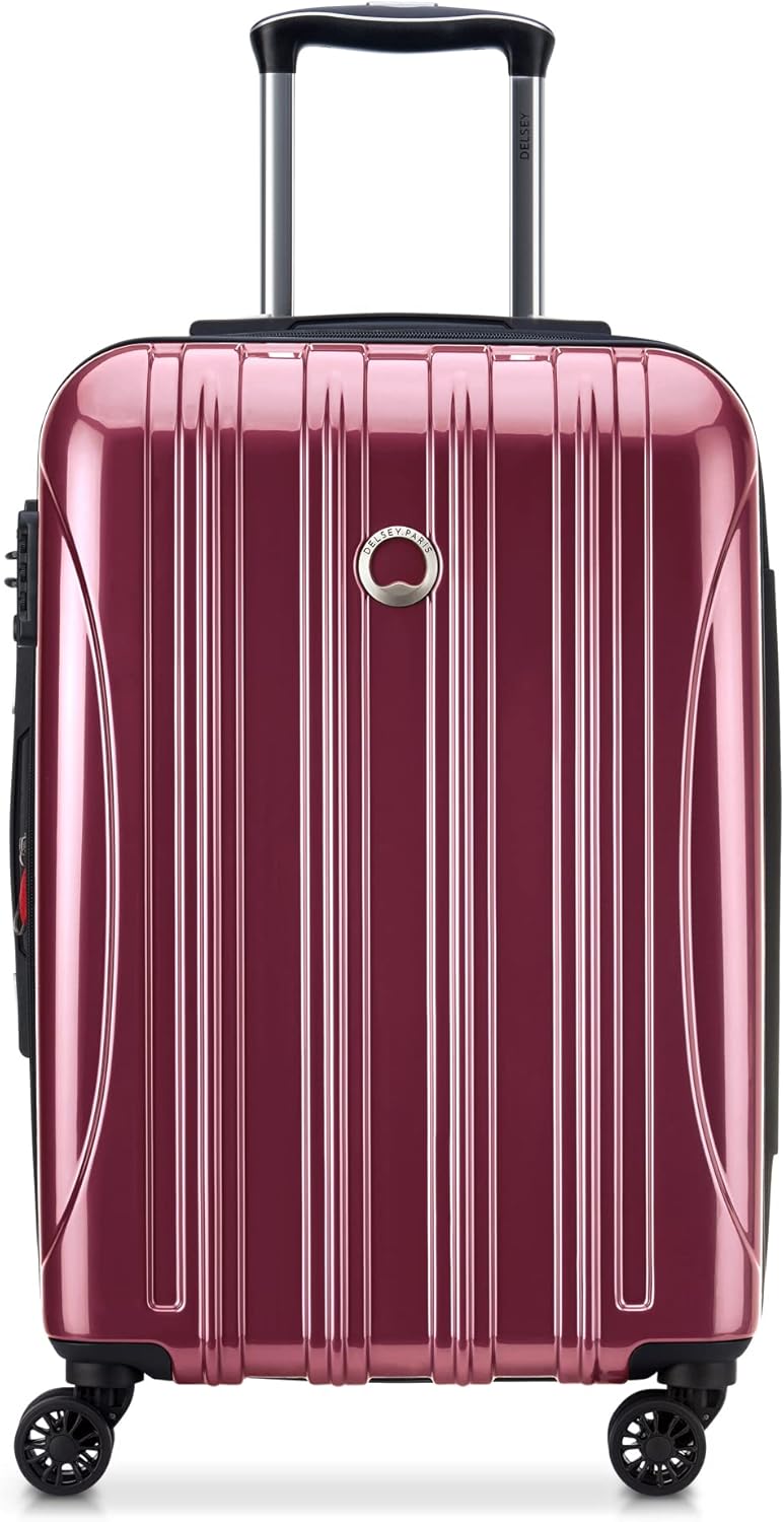 DELSEY PARIS Helium Aero Hardside Expandable Luggage with Spinner Wheels, Brick Red, Carry-On Plus 21 Inch