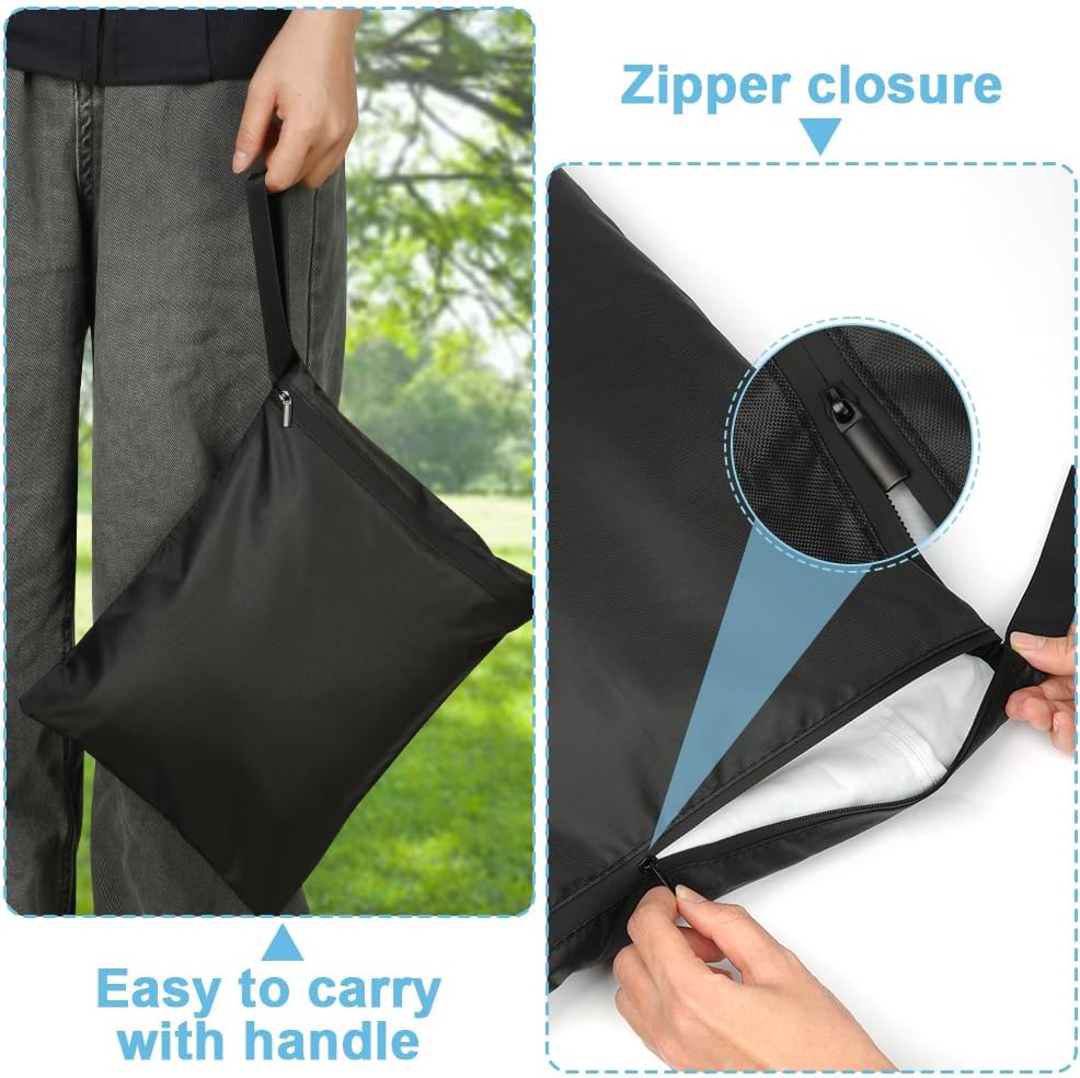 2PCS Wet Bags, Waterproof Travel Laundry Bag, Reusable Cloth Diaper Bags with Handle & Zipper, Washable Travel Tote Organizer Yoga Bag for Baby Items, Wet Swimsuits, Beach, Gym, Camping (Black)