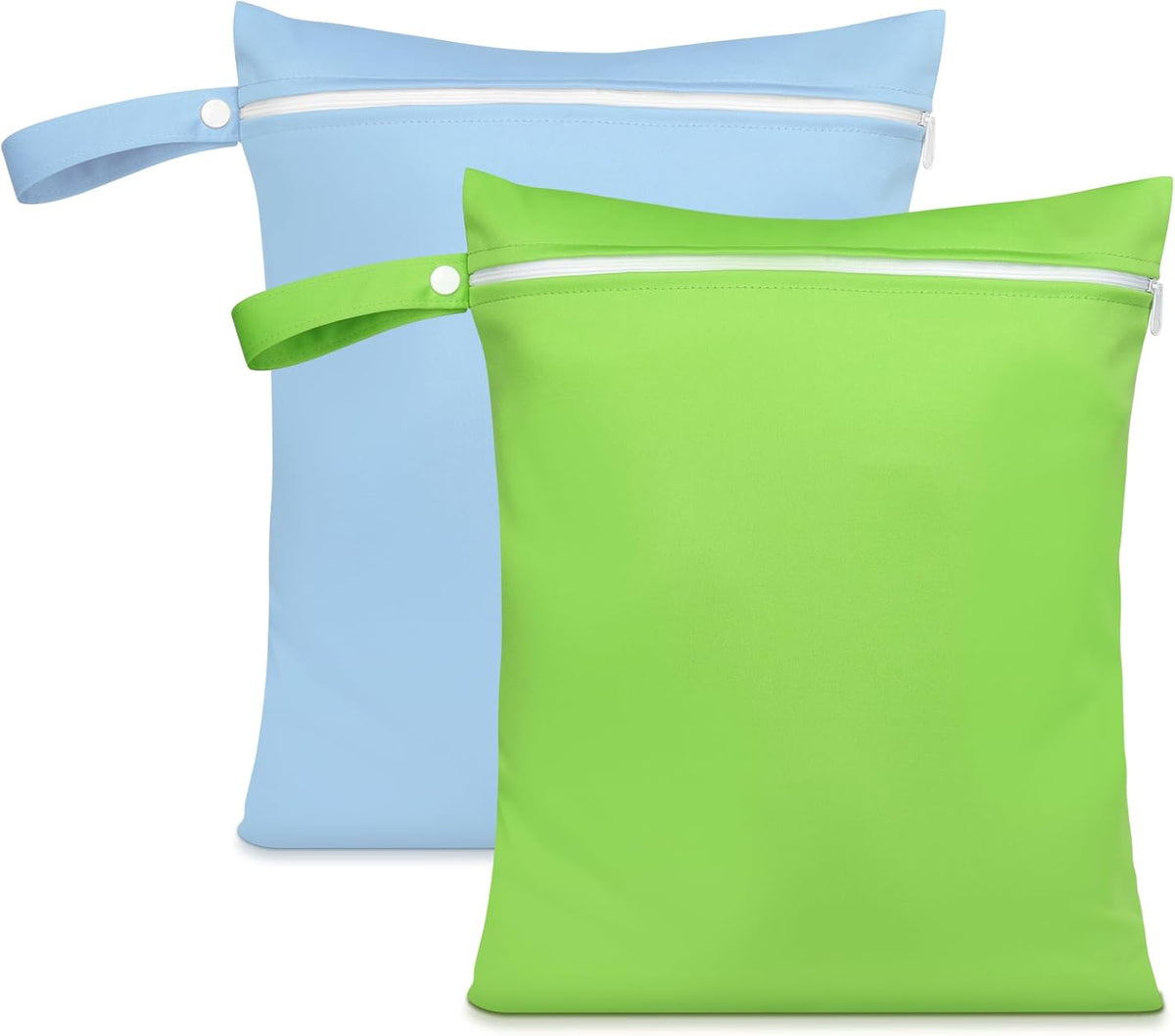 2PCS Wet Bags, Waterproof Travel Laundry Bag, Reusable Cloth Diaper Bags with Handle & Zipper, Washable Travel Tote Organizer Yoga Bag for Baby Items, Wet Swimsuits, Beach, Gym, Camping (Black)