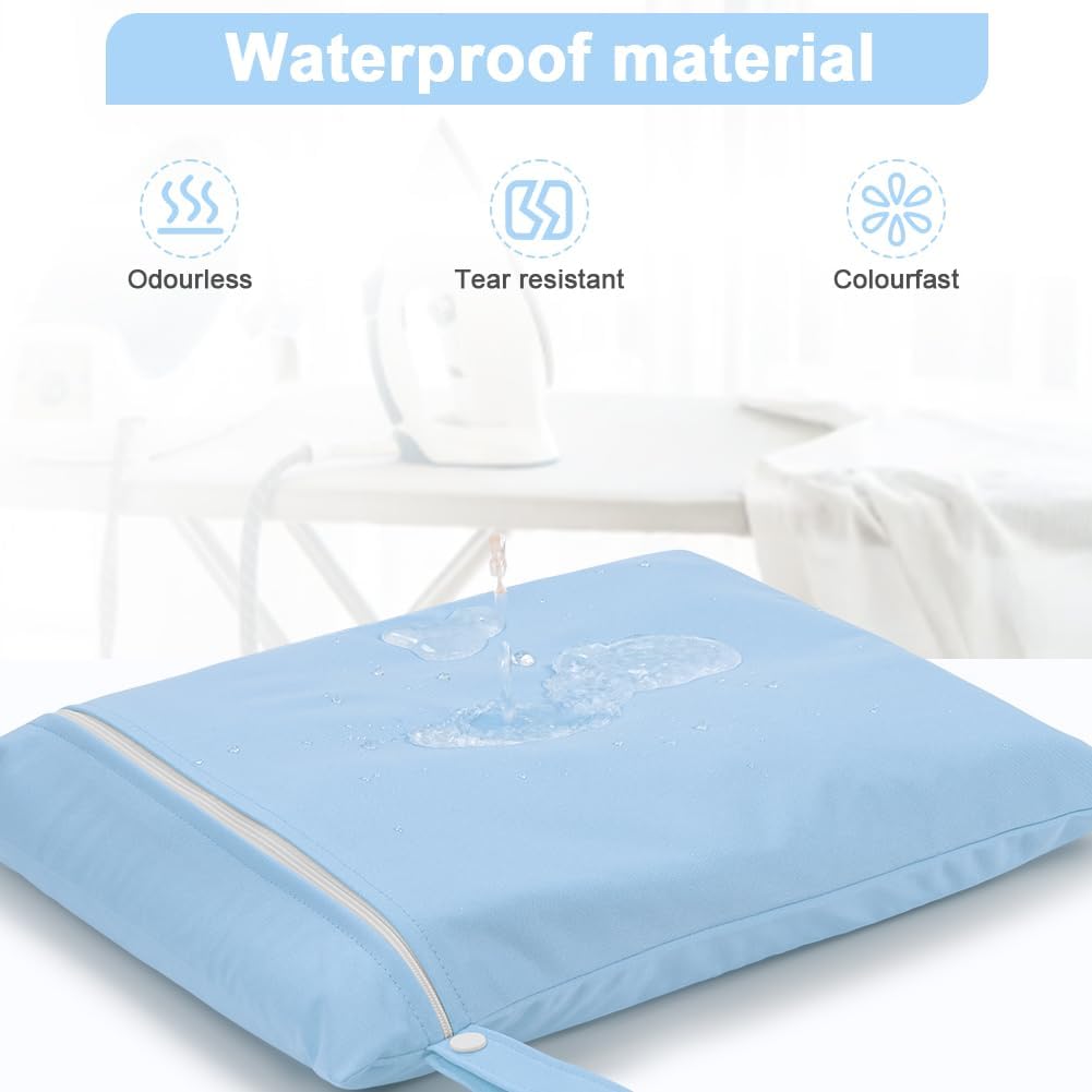 2PCS Wet Bags, Waterproof Travel Laundry Bag, Reusable Cloth Diaper Bags with Handle & Zipper, Washable Travel Tote Organizer Yoga Bag for Baby Items, Wet Swimsuits, Beach, Gym, Camping (Black)