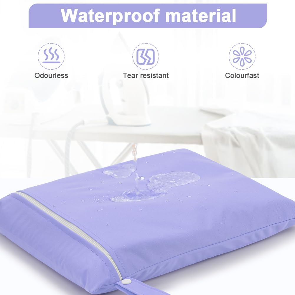 2PCS Wet Bags, Waterproof Travel Laundry Bag, Reusable Cloth Diaper Bags with Handle & Zipper, Washable Travel Tote Organizer Yoga Bag for Baby Items, Wet Swimsuits, Beach, Gym, Camping (Black)